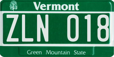 VT license plate ZLN018