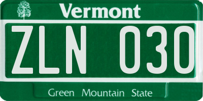 VT license plate ZLN030