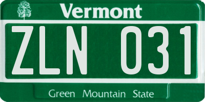 VT license plate ZLN031