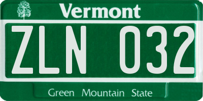 VT license plate ZLN032
