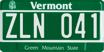 VT license plate ZLN041