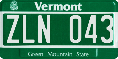 VT license plate ZLN043