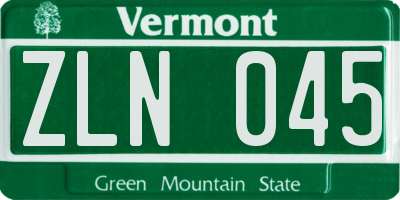 VT license plate ZLN045