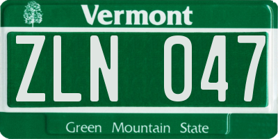 VT license plate ZLN047