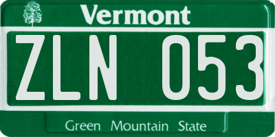 VT license plate ZLN053