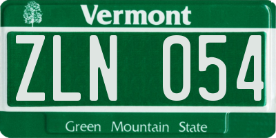 VT license plate ZLN054