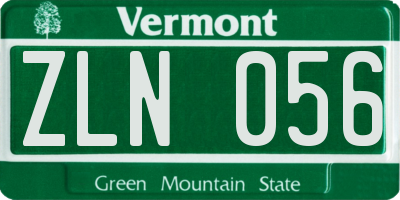 VT license plate ZLN056