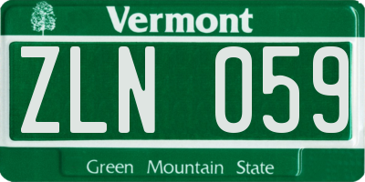 VT license plate ZLN059