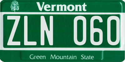 VT license plate ZLN060