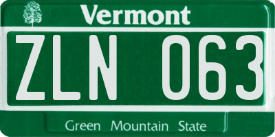 VT license plate ZLN063