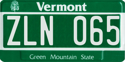 VT license plate ZLN065
