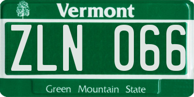VT license plate ZLN066