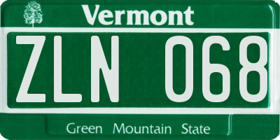 VT license plate ZLN068