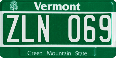 VT license plate ZLN069