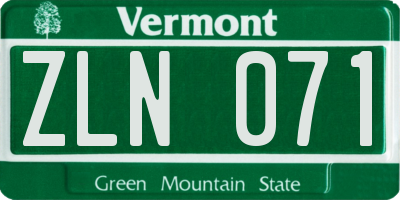 VT license plate ZLN071