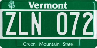 VT license plate ZLN072