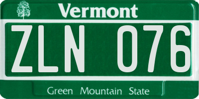 VT license plate ZLN076