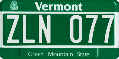 VT license plate ZLN077