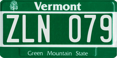 VT license plate ZLN079