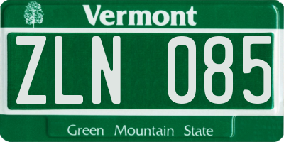 VT license plate ZLN085