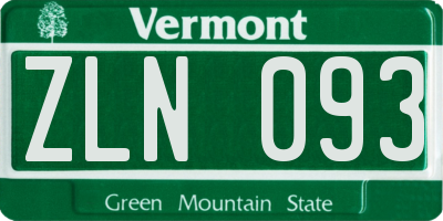 VT license plate ZLN093
