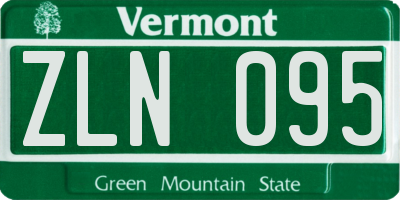 VT license plate ZLN095
