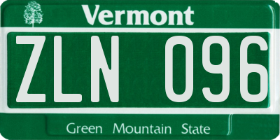 VT license plate ZLN096