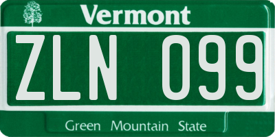 VT license plate ZLN099