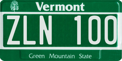 VT license plate ZLN100