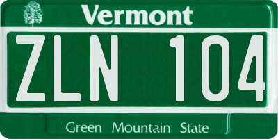 VT license plate ZLN104