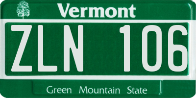 VT license plate ZLN106