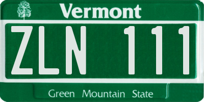 VT license plate ZLN111
