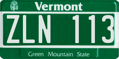 VT license plate ZLN113