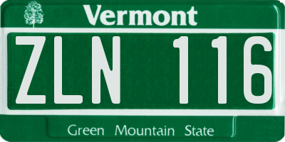 VT license plate ZLN116