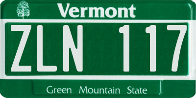 VT license plate ZLN117