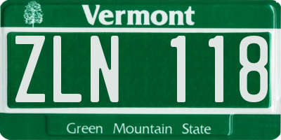 VT license plate ZLN118