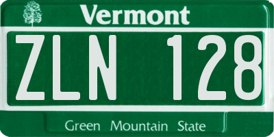 VT license plate ZLN128