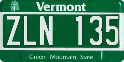 VT license plate ZLN135