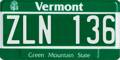 VT license plate ZLN136