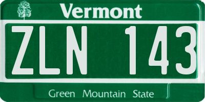 VT license plate ZLN143