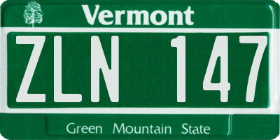 VT license plate ZLN147