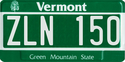 VT license plate ZLN150