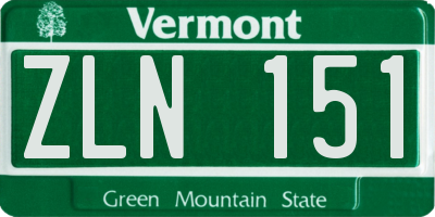 VT license plate ZLN151