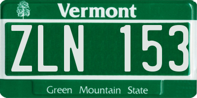 VT license plate ZLN153