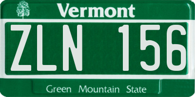 VT license plate ZLN156