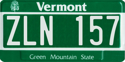 VT license plate ZLN157