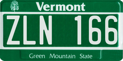 VT license plate ZLN166