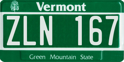 VT license plate ZLN167