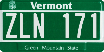 VT license plate ZLN171