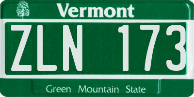 VT license plate ZLN173